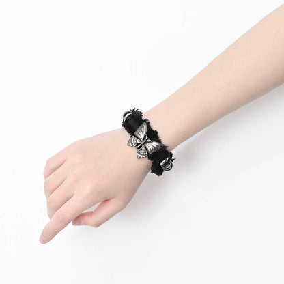 Distressed PU Metal Butterfly Bracelet