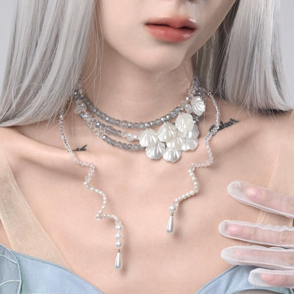 Mermaid Crystal Pearl Layered Choker