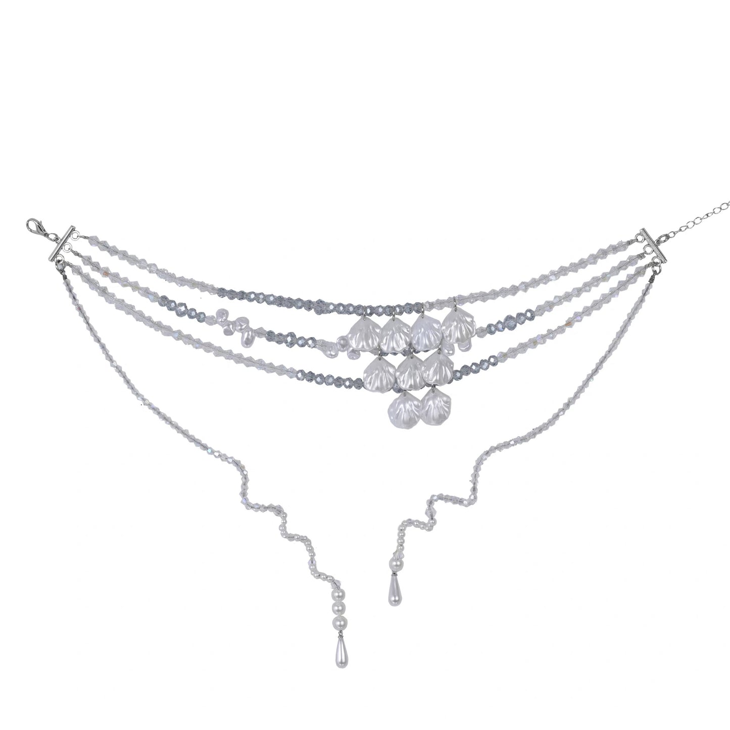 Mermaid Crystal Pearl Layered Choker