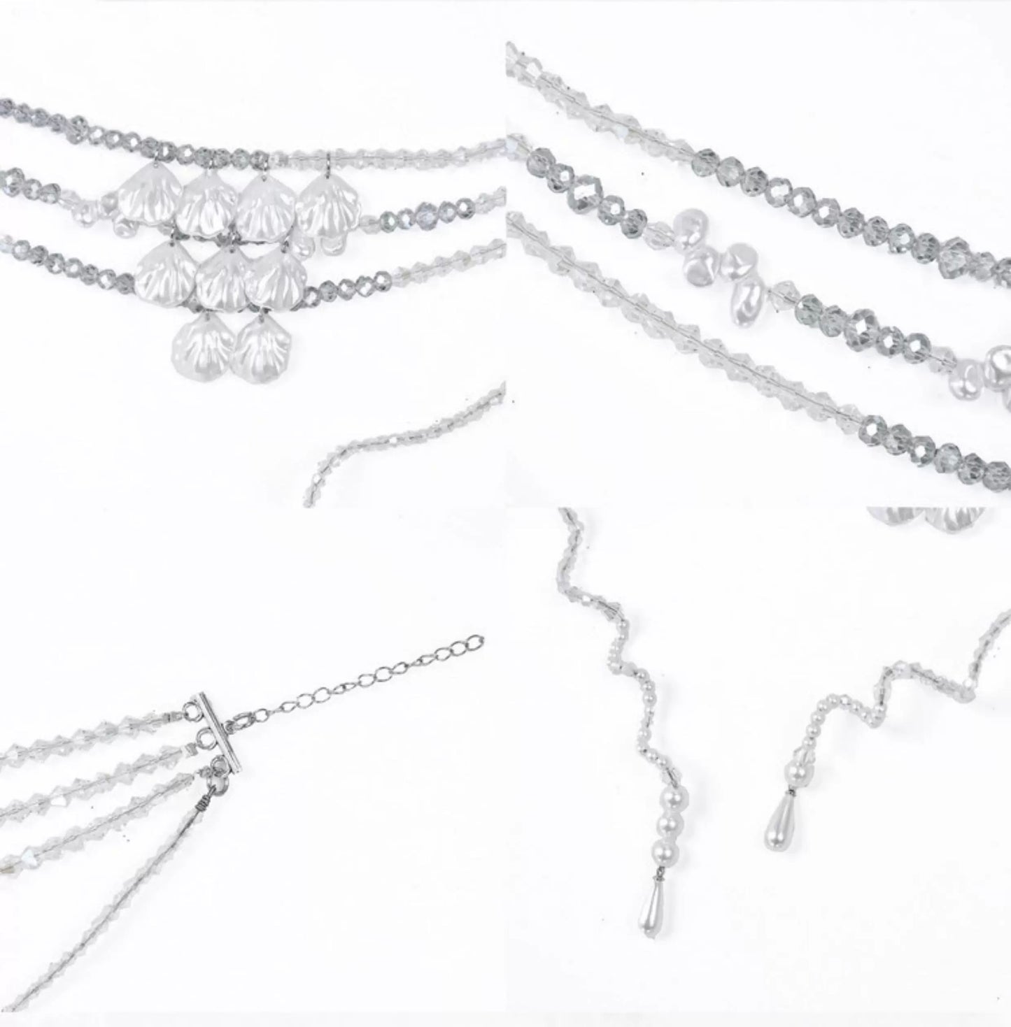 Mermaid Crystal Pearl Layered Choker