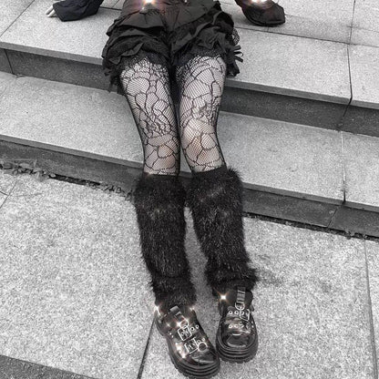 Fuzzy Shimmer Ribbed Leg Warmers