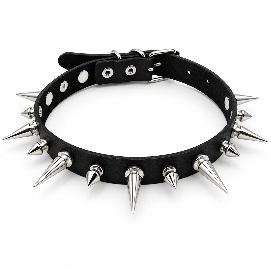 Mixed Spike Leather Gothic Choker front view
