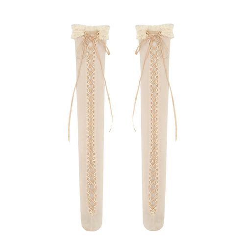 Ivory Cutout Over-Knee Leg Warmers front view