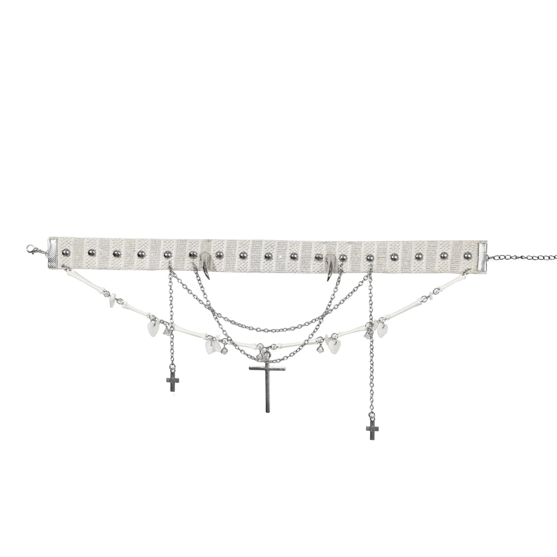 Sweet Dark Cross Chain Spike Necklace