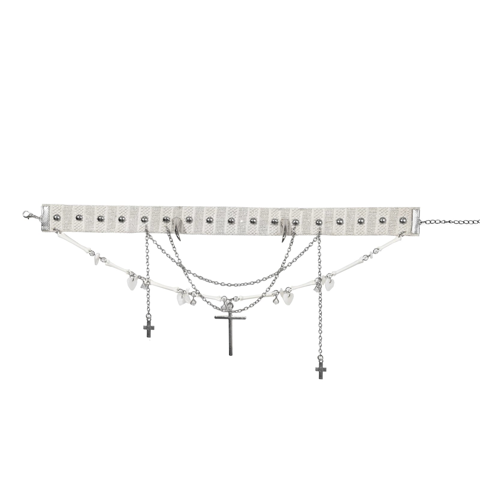Sweet Dark Cross Chain Spike Necklace image 1