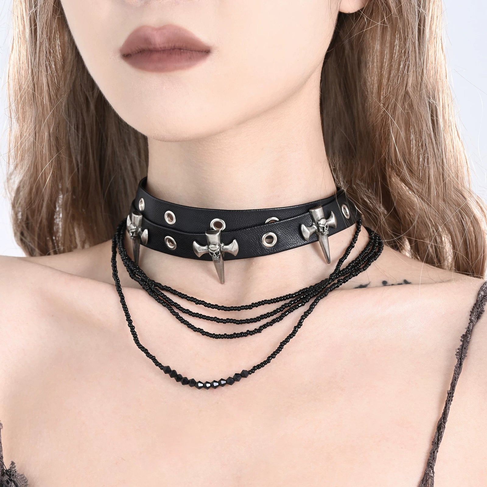 Gothic Punk Cross Faux Leather Choker image 4