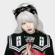 Gothic Punk Bow Faux Leather Headband image 3