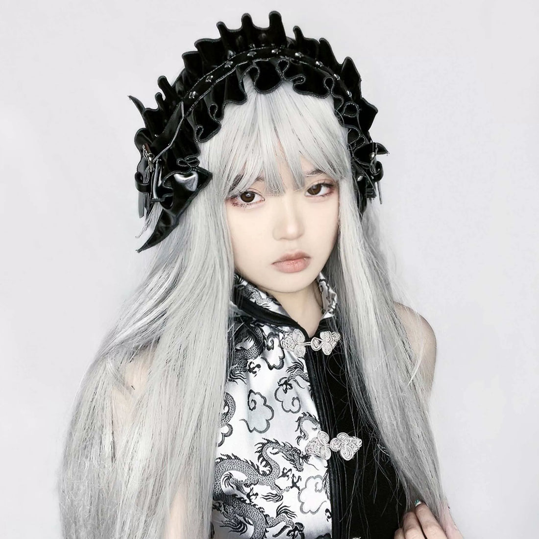Gothic Punk Bow Faux Leather Hair Accessory