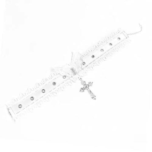 Gothic Punk Lace Cross Necklace image 1