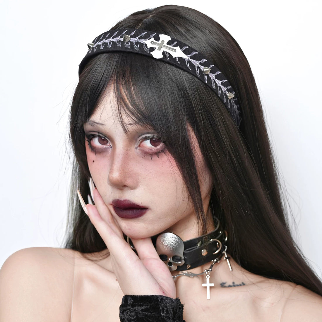 Gothic Cross Chain Spike Headband