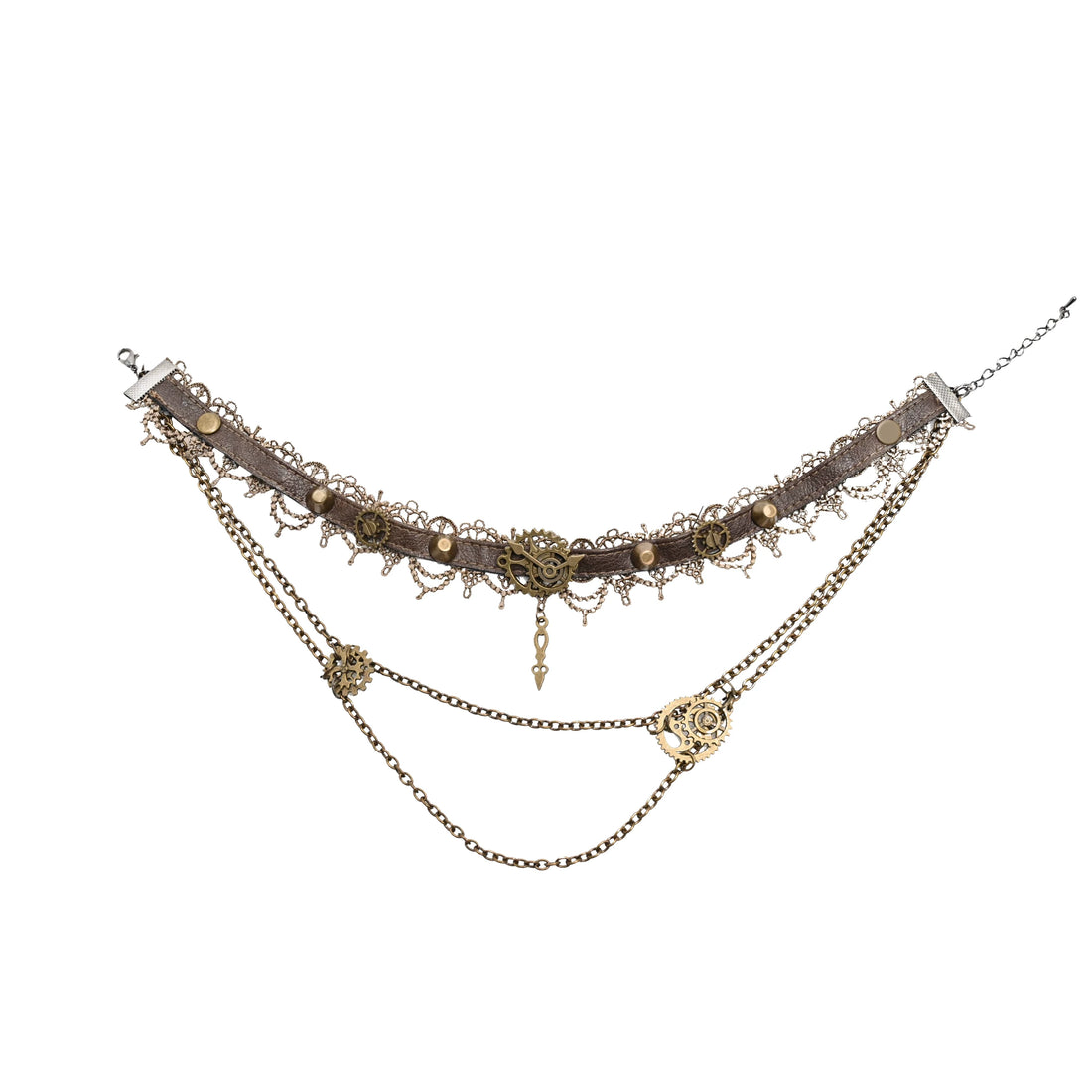 Punk Vintage Faux Leather Chain Necklace