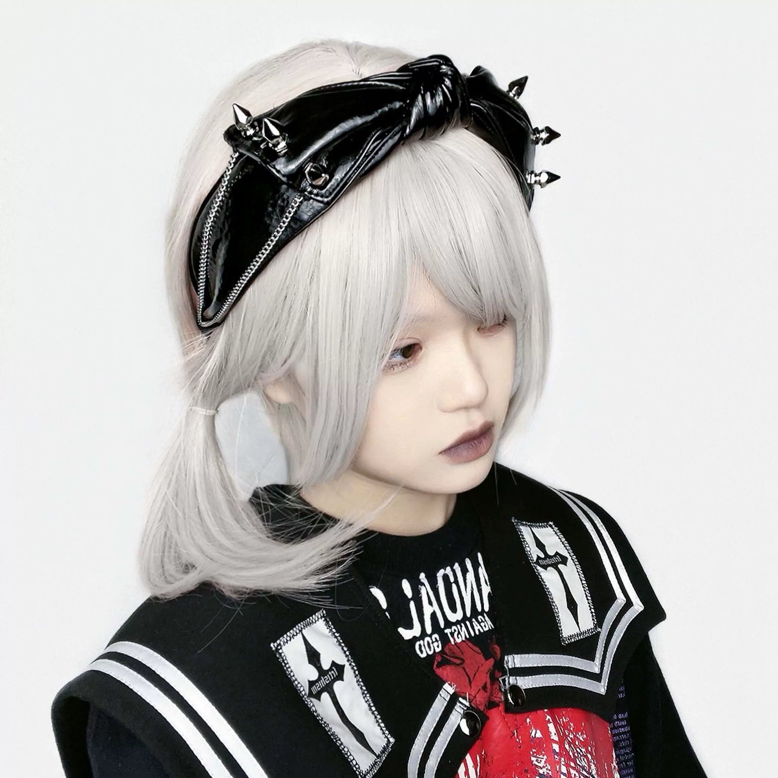 Gothic Punk Bow Faux Leather Headband image 2