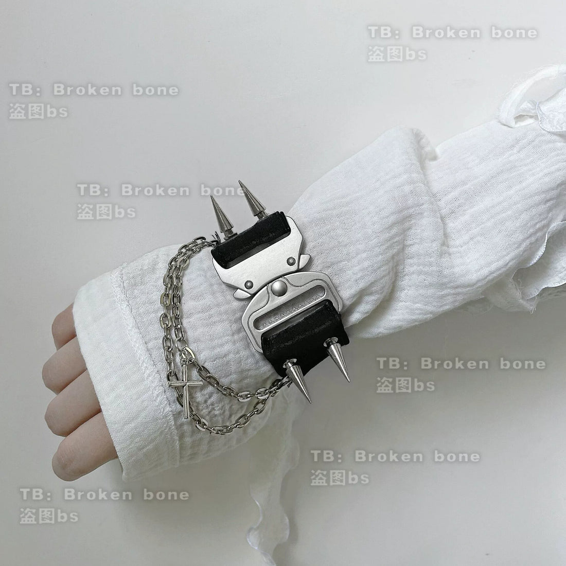 Punk Faux Leather Chain Spike Bracelet