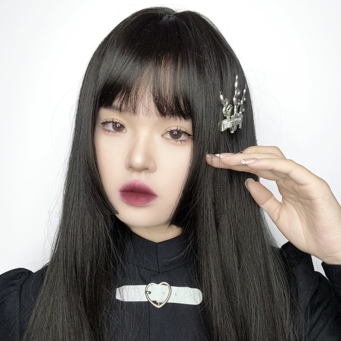 Sweet Dark Cross Snake Faux Leather Hair Clip