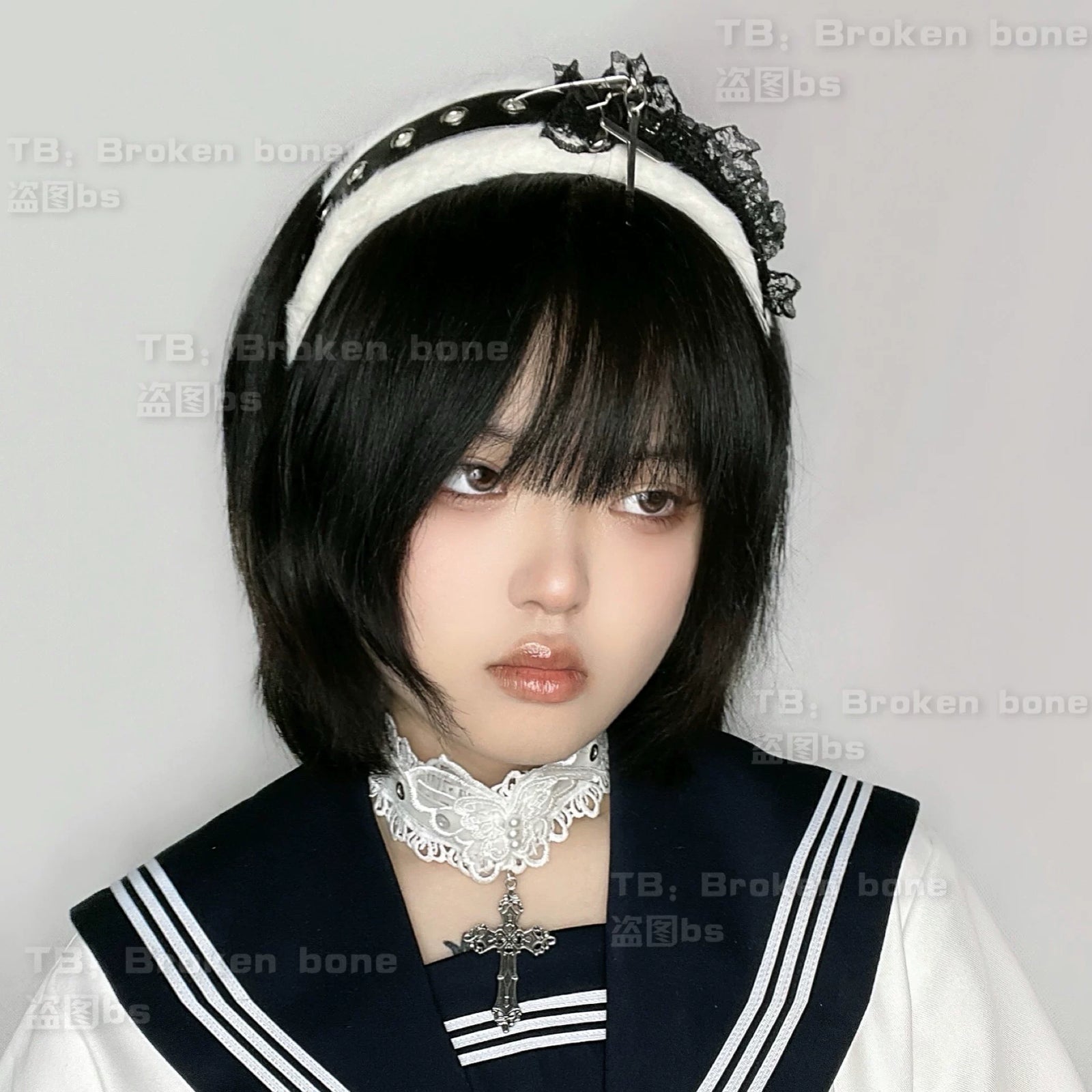 Gothic Punk Lace Cross Necklace image 5