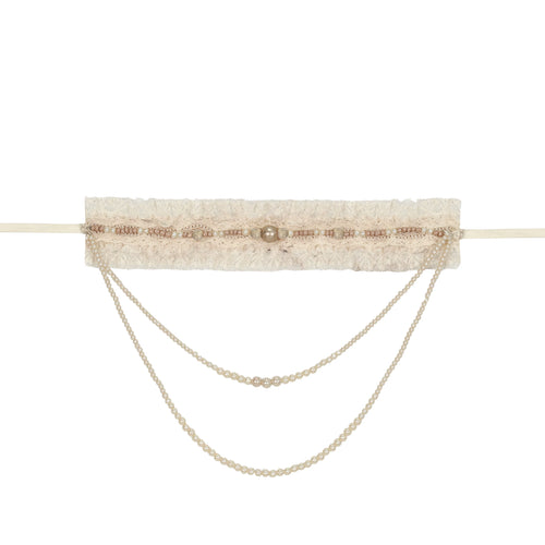 Ivory Pearl-Lace Layered Choker front view
