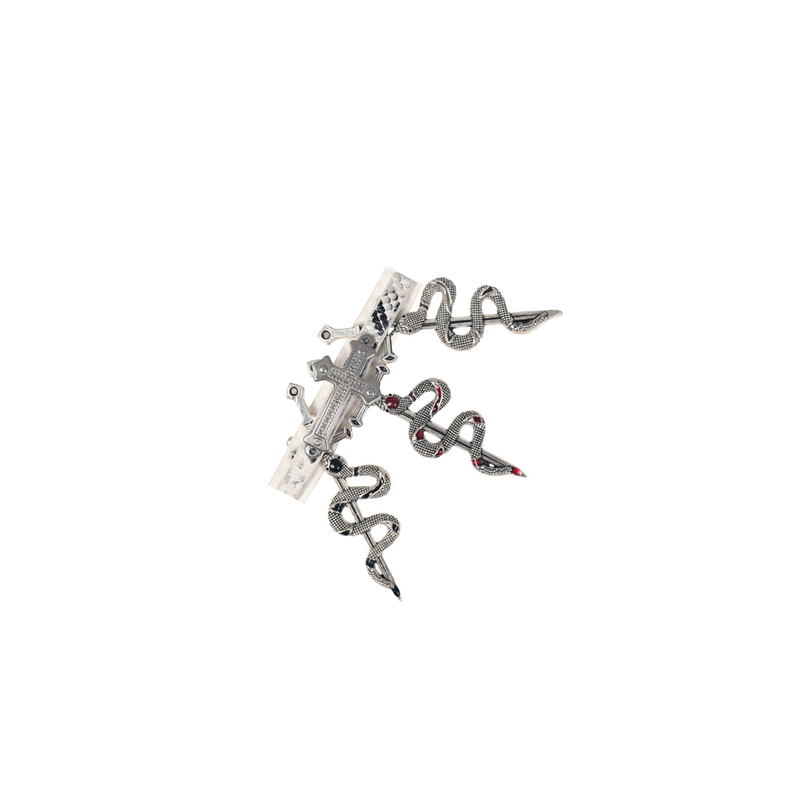 Sweet Dark Cross Snake Faux Leather Hair Clip