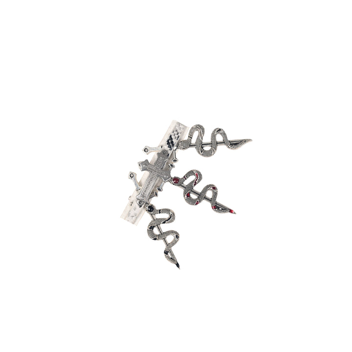 Sweet Dark Cross Snake Faux Leather Hair Clip