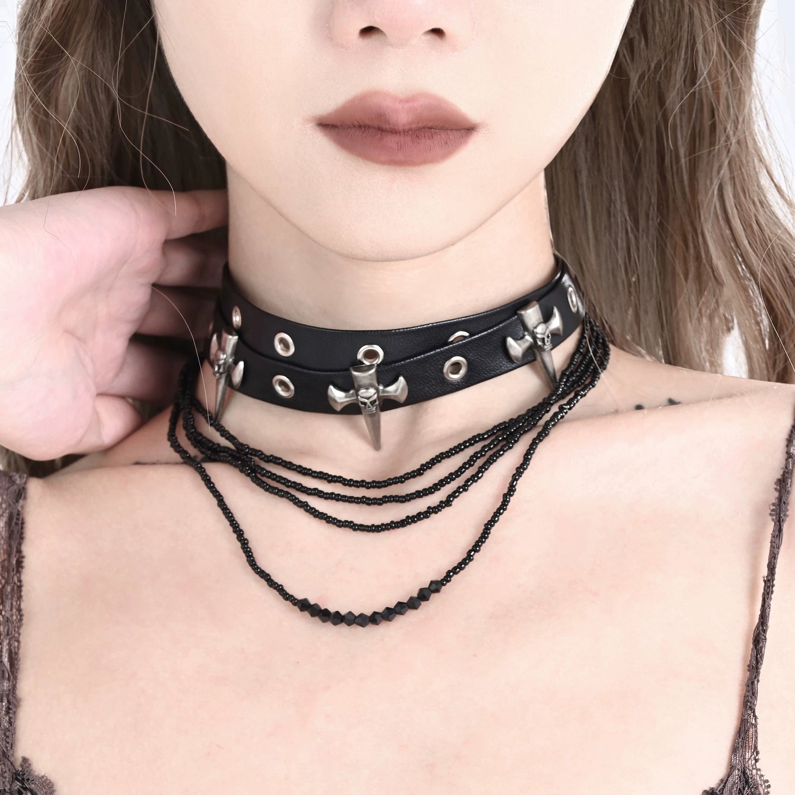 Gothic Punk Cross Faux Leather Choker image 5