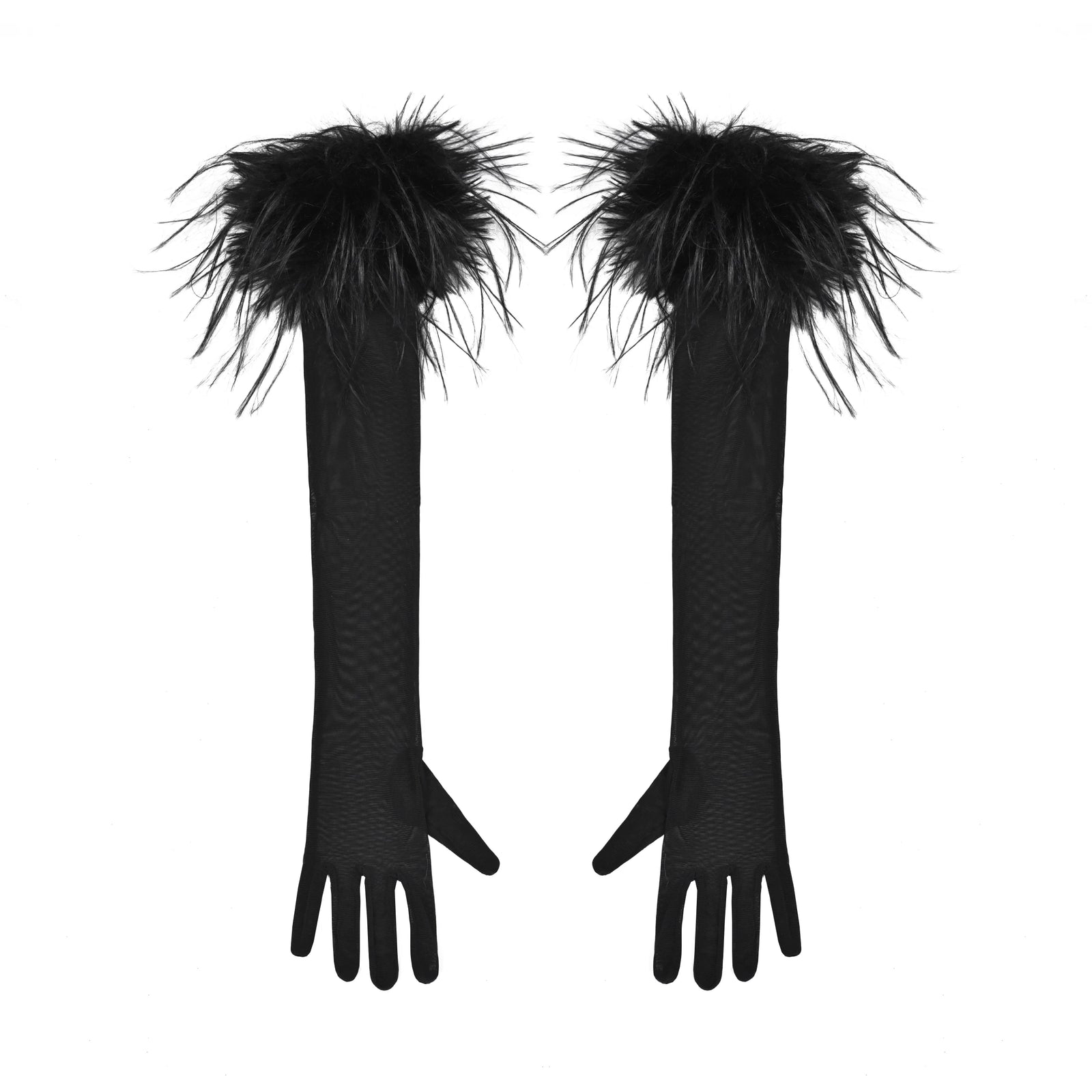 Gothic Faux Leather Furry Gloves image 1