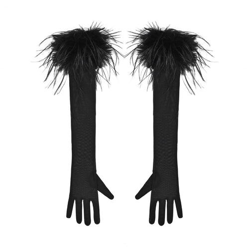 Gothic Faux Leather Furry Gloves image 1