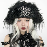 Gothic Faux Leather Furry Hat image 3