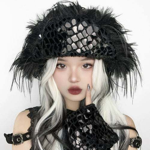 Gothic Faux Leather Furry Hat image 3