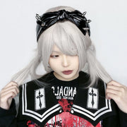 Gothic Punk Bow Faux Leather Headband image 4