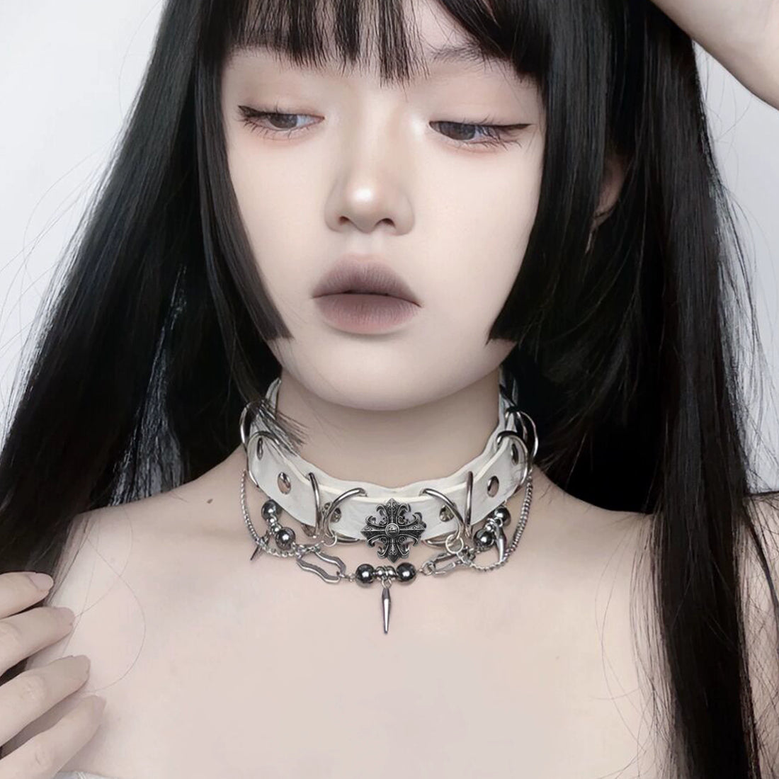 Punk Sweet Dark Faux Leather Choker
