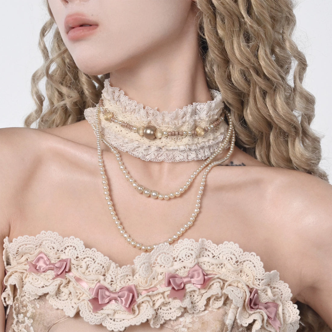 Vintage Sweet Dark Lace Chain Necklace
