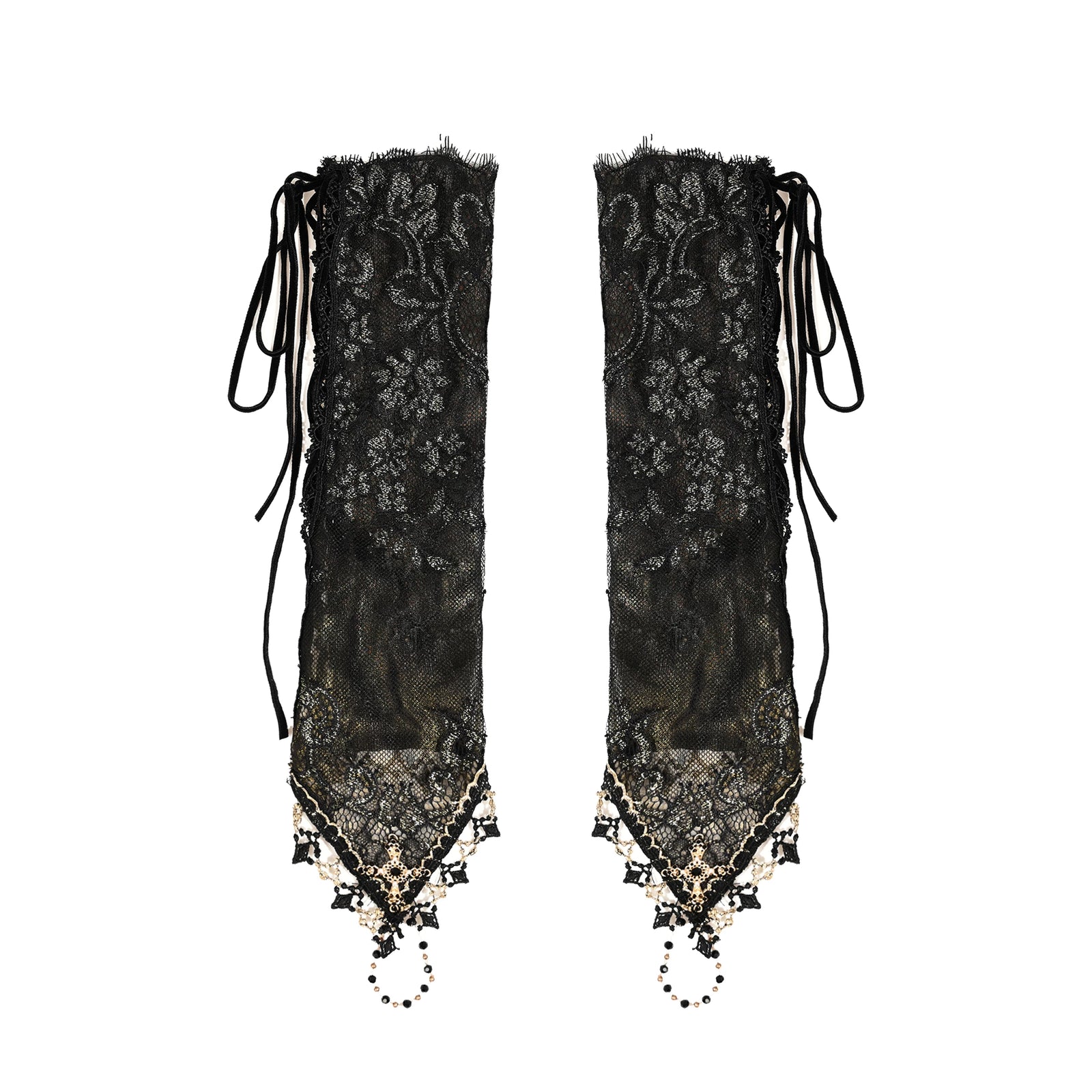 Gothic Lace Cross Gloves image 1