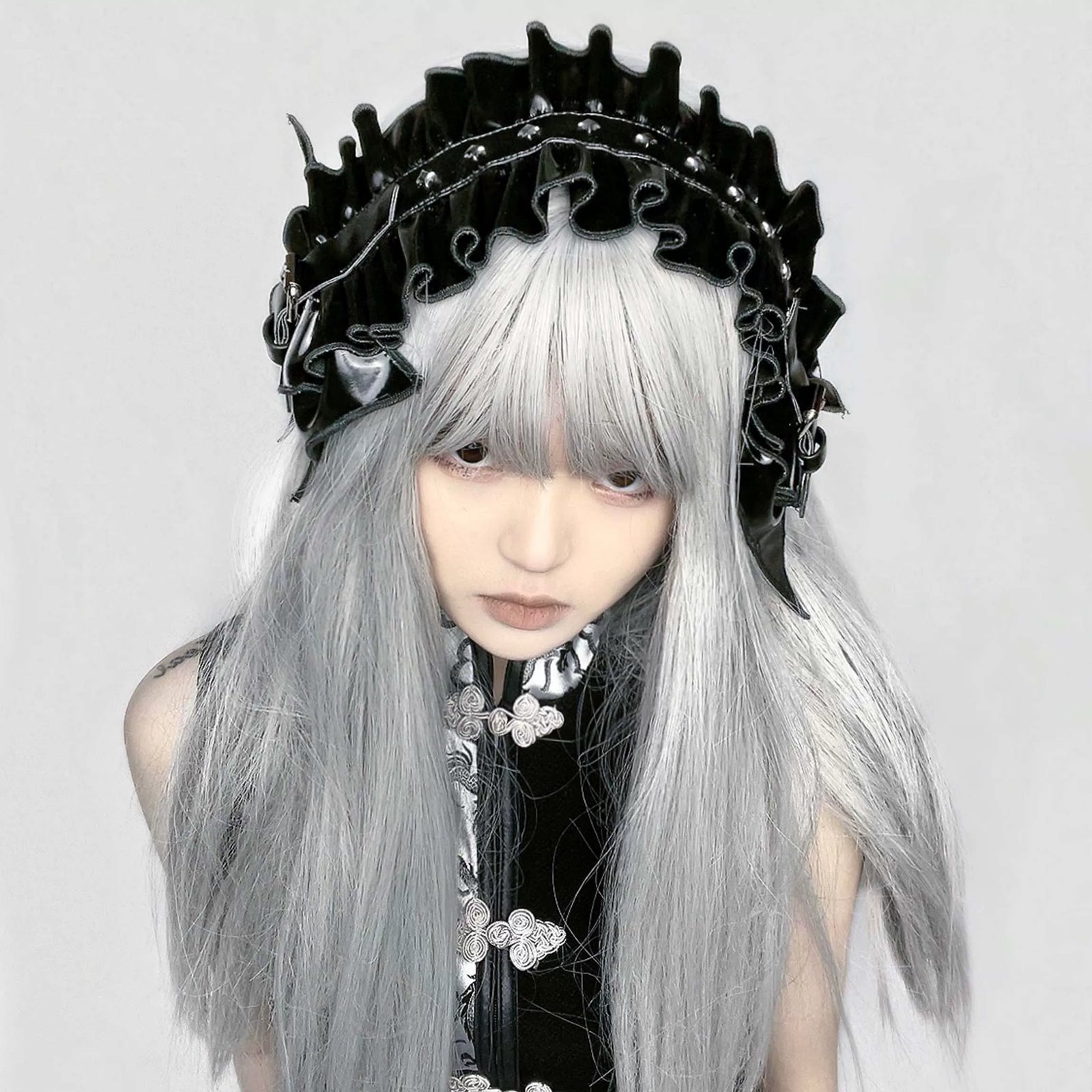 Gothic Punk Bow Faux Leather Hair Accessory image 5