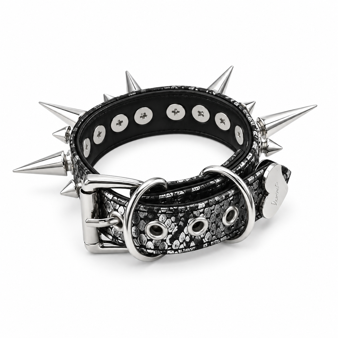 Spiked Snake-Embossed Punk Wrist Cuff detail view