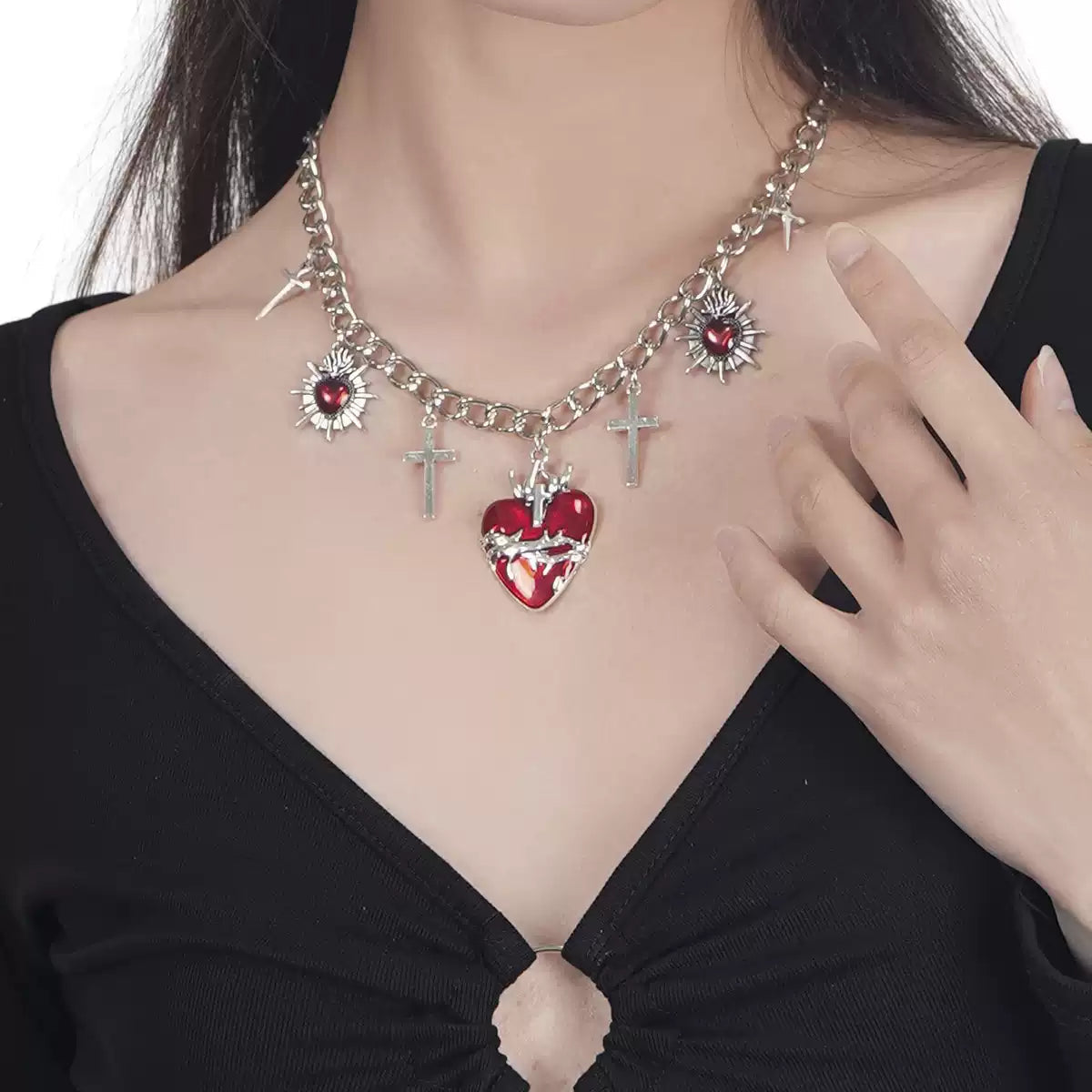 blood red heart necklace image 2