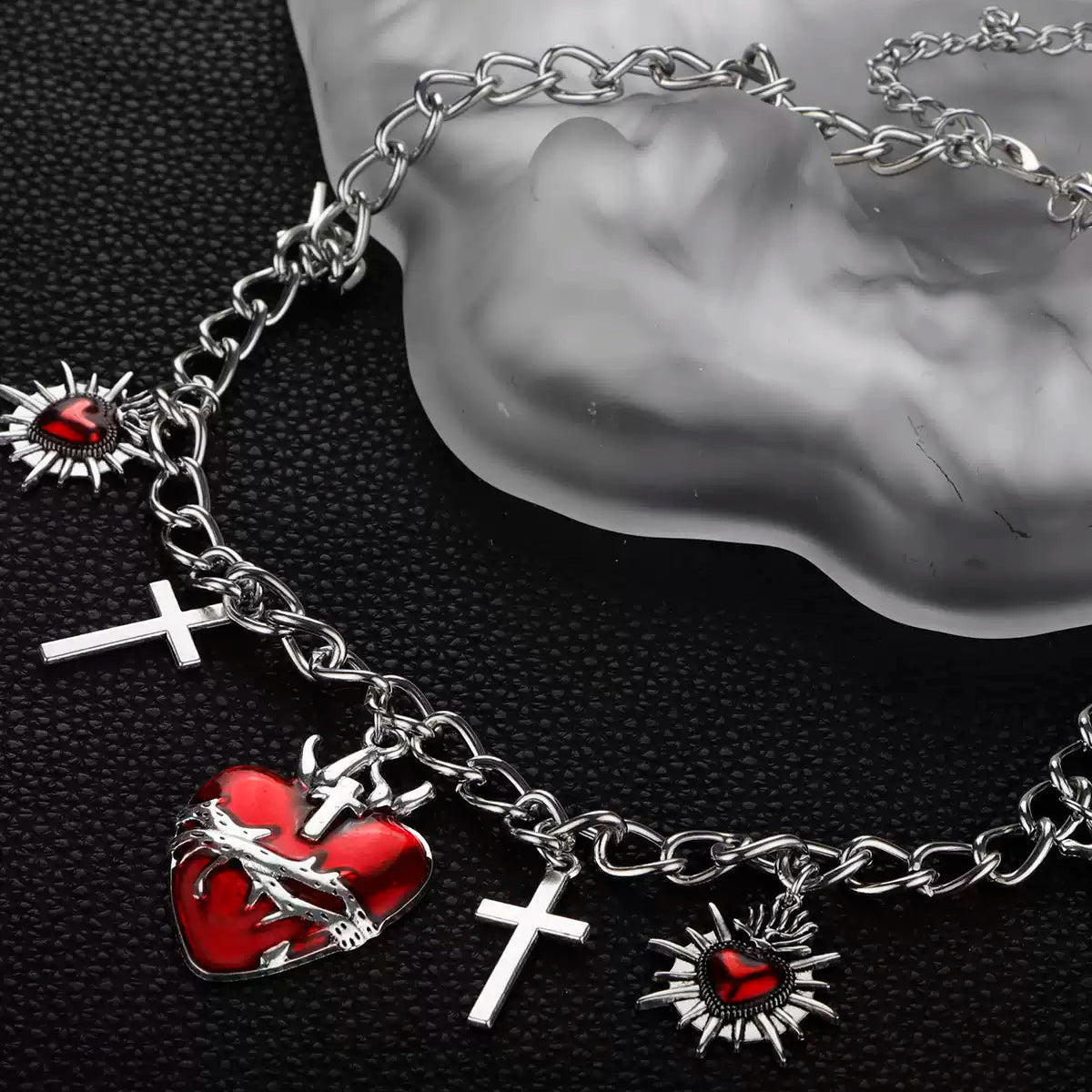 blood red heart necklace image 3