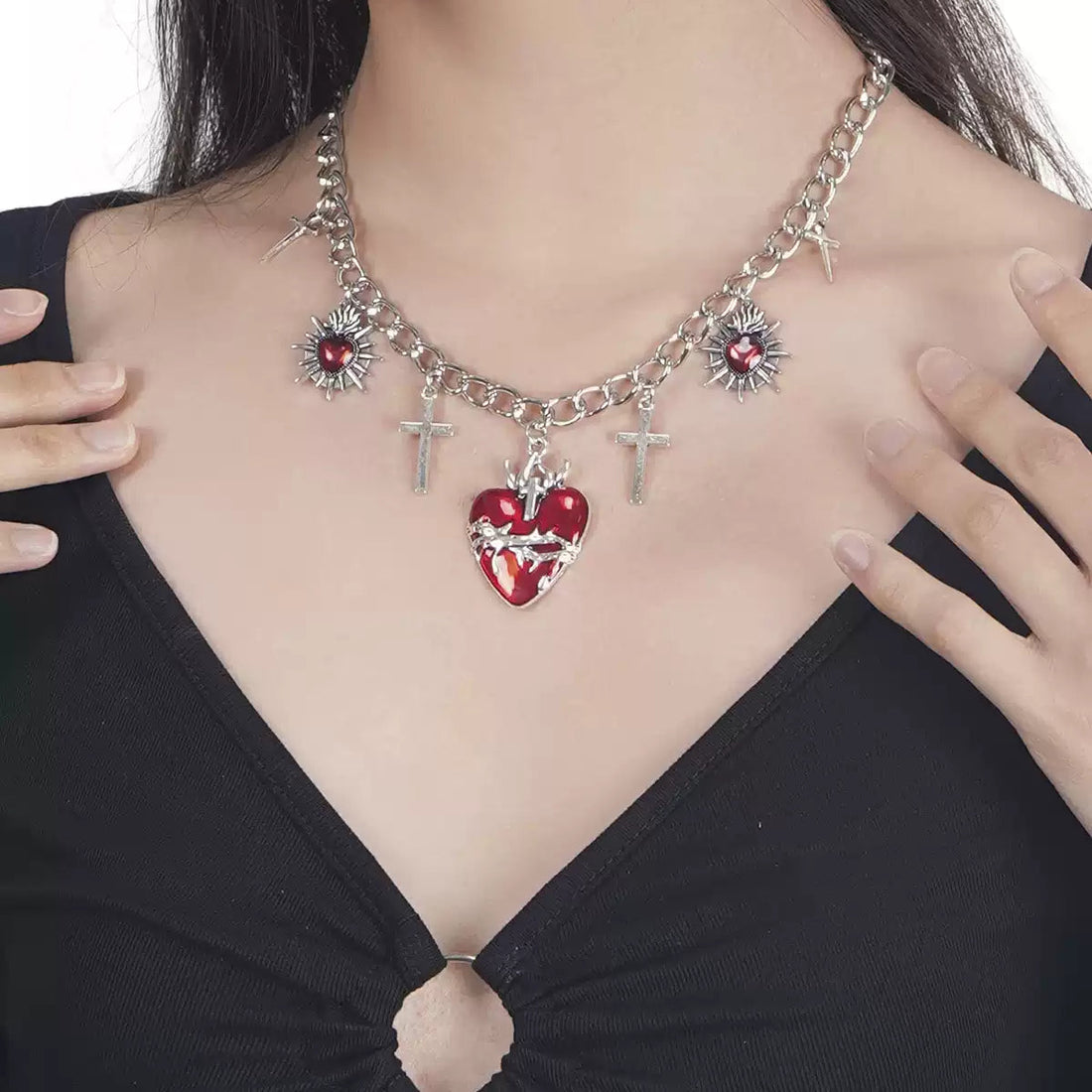 blood red heart necklace image 4