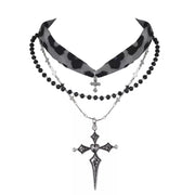 leopard cross layered necklace image 1