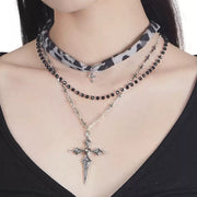 leopard cross layered necklace image 4