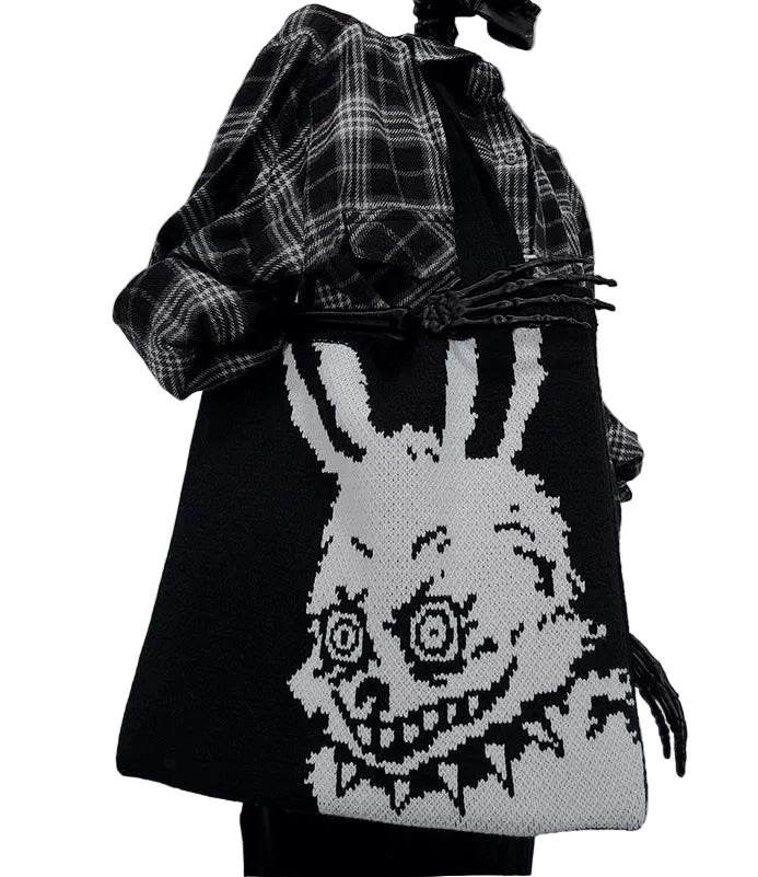 Mad Bunny Gothic Knit Tote Bag alternative model view