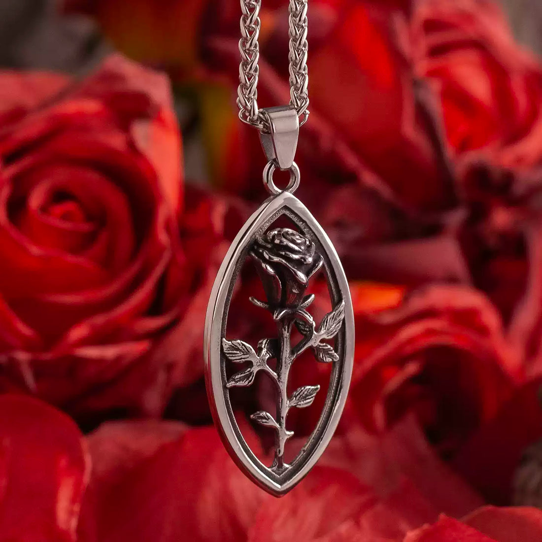 Dead Rose Gothic Pendant Necklace front view