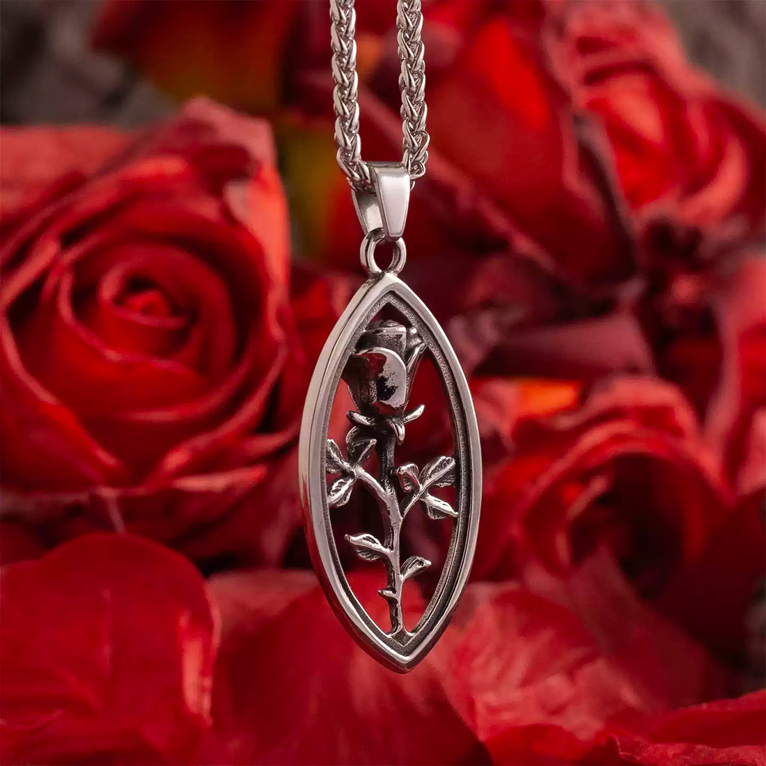 Dead Rose Gothic Pendant Necklace alternative model view