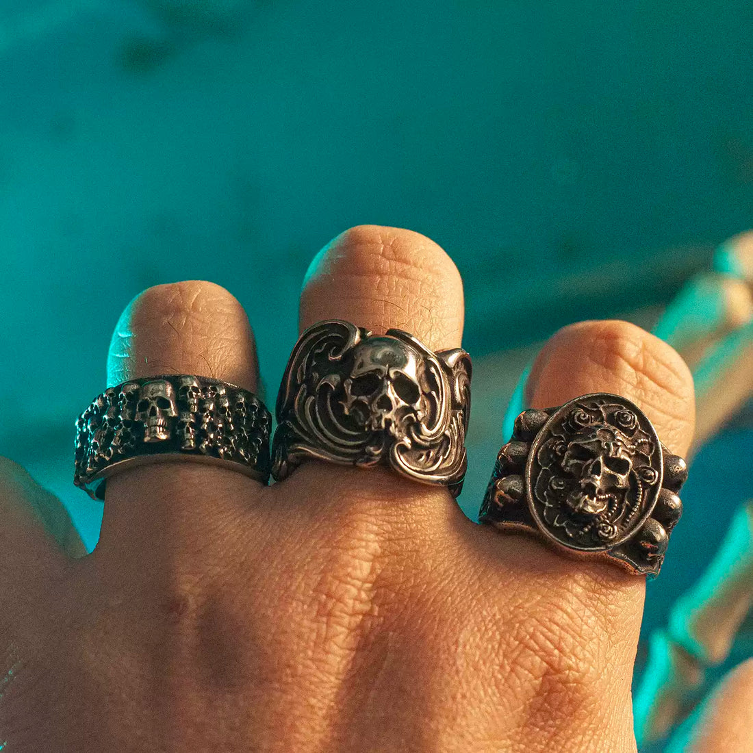 Inferno Skull-Cast Gothic Ring alternative model view