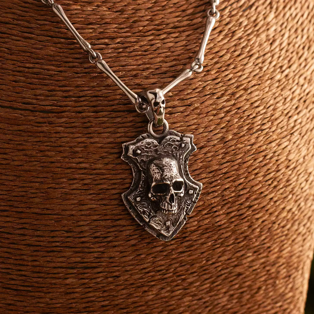 Guardian of the Dead Skull Cross Necklace back closure view