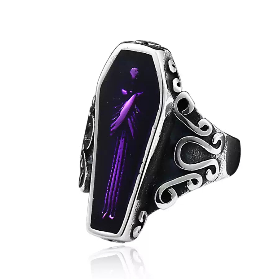 Vampire Coffin Gothic Ring front view