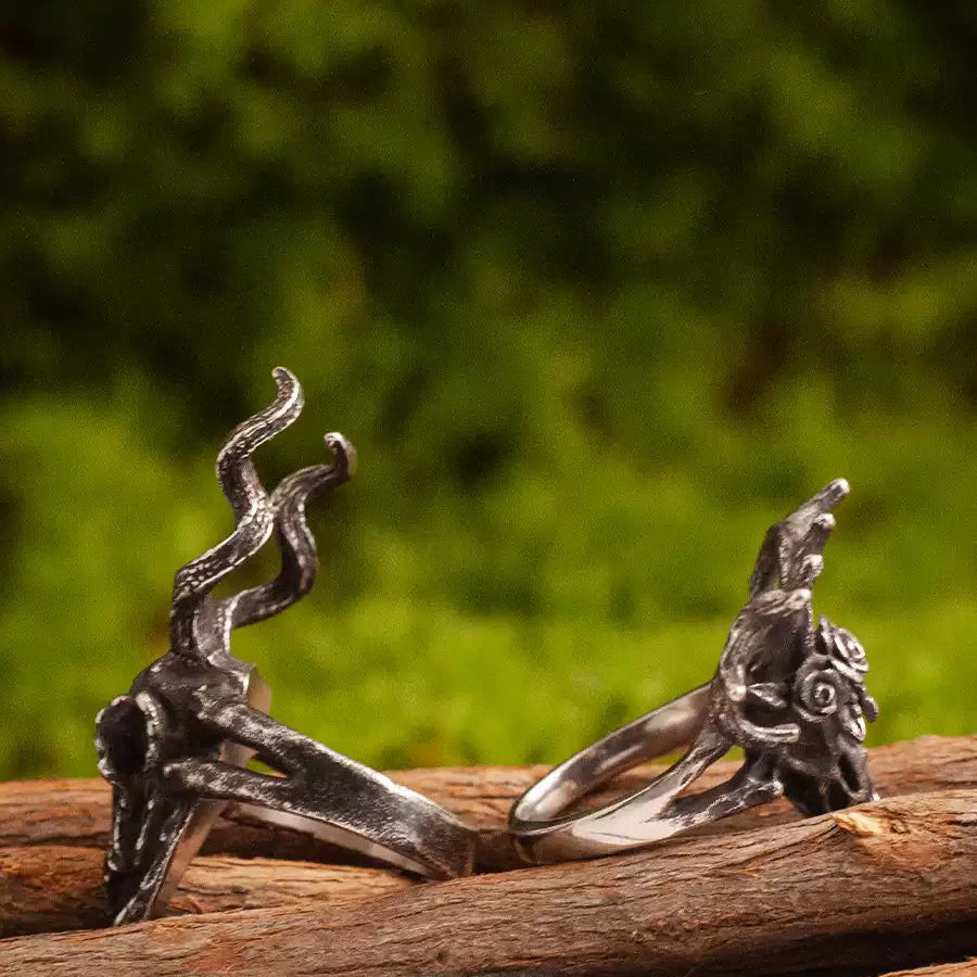 Deer Skull Gothic Ring back closure view