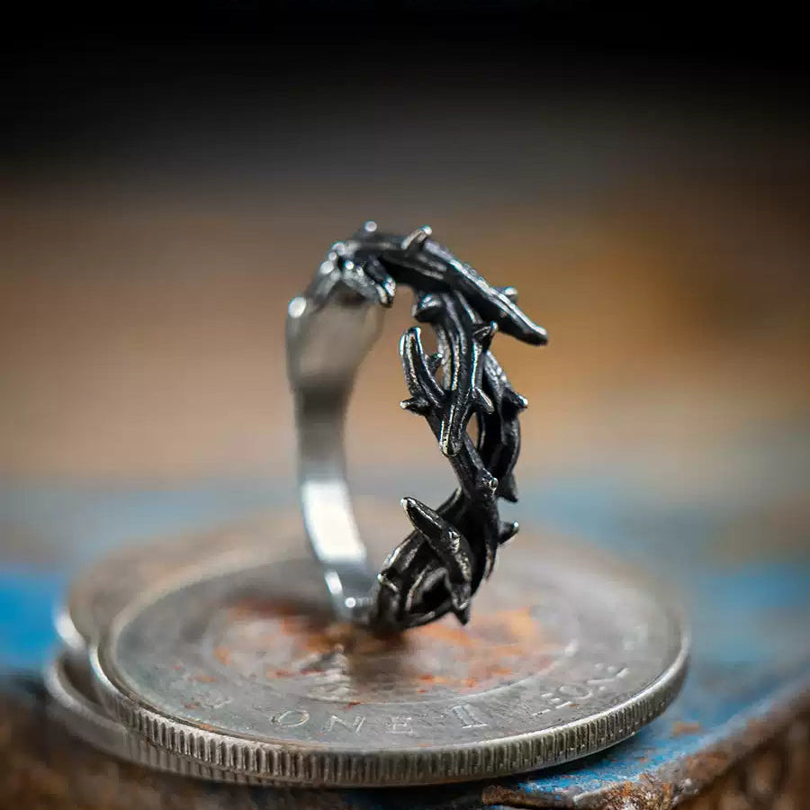 Endure the Thorns Gothic Ring front view