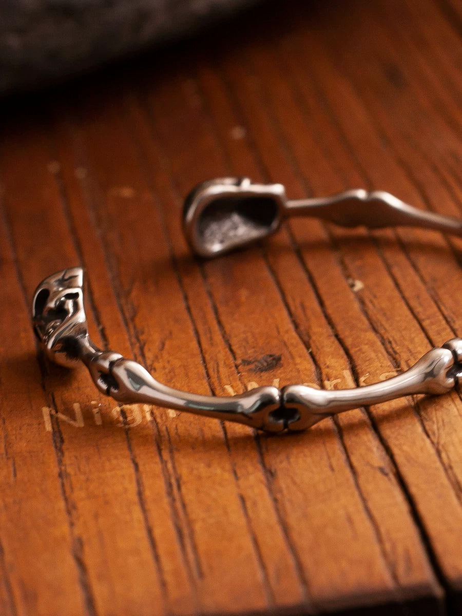 Twin Killers Skull Bone Cuff Bracelet back closure view