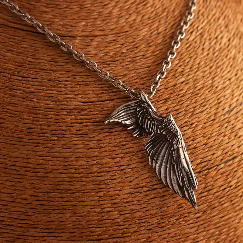 Sacred Love Angel Wing Pendant Necklace detail view