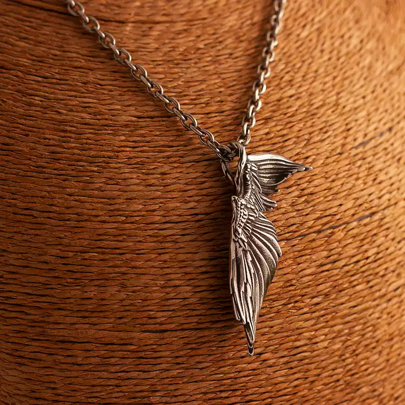 Sacred Love Angel Wing Pendant Necklace back closure view