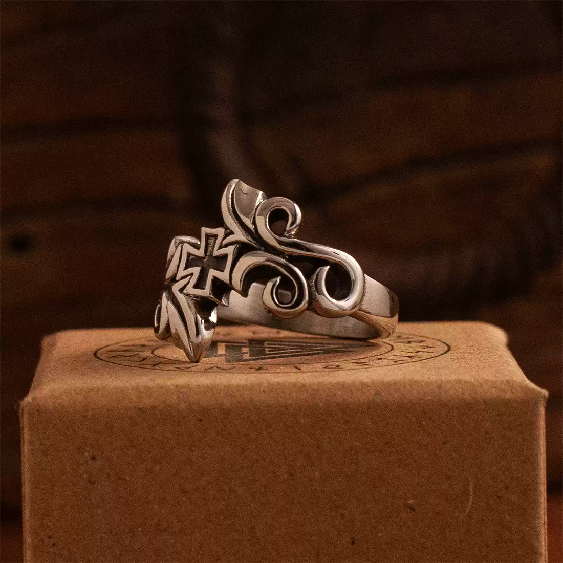 Sacred Sigil Iron Cross Ring detail view